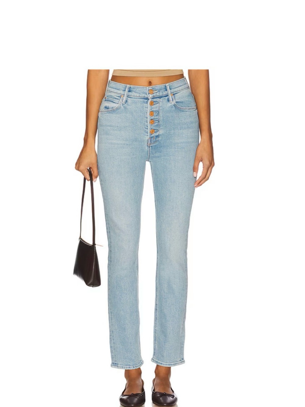 Mother The Pixie Dazzler Ankle Classic High-Rise Light Blue Straight Jeans